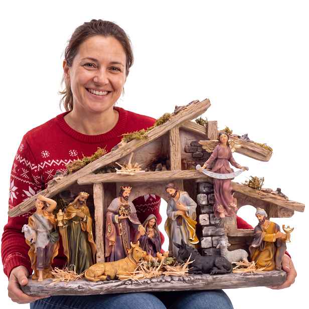 Vánoční betlém Velká betlémská stáj s figurkami 62 cm