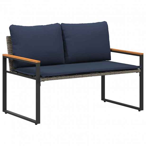 vidaXL lavice Šedá a námořnická modrá 115 x 65 x 72 cm Ratan
