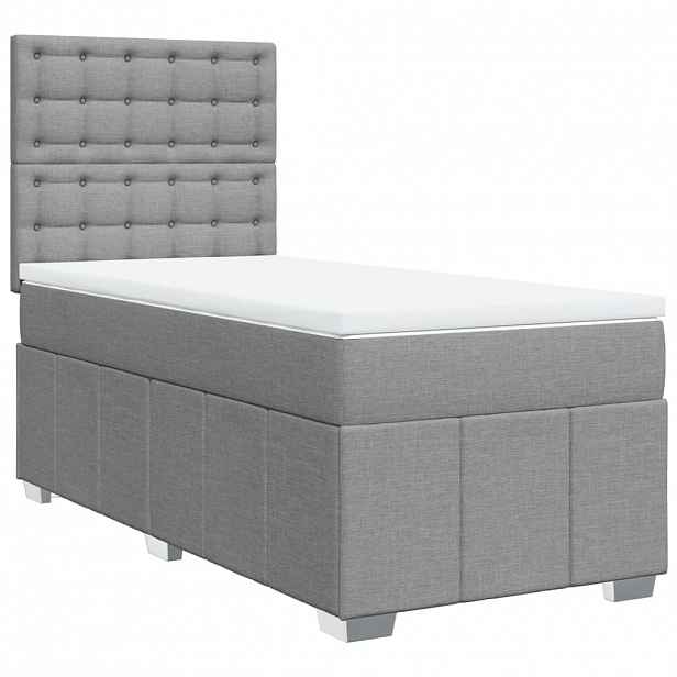 vidaXL Box spring postel s matrací světle šedý 100 x 200 cm textil