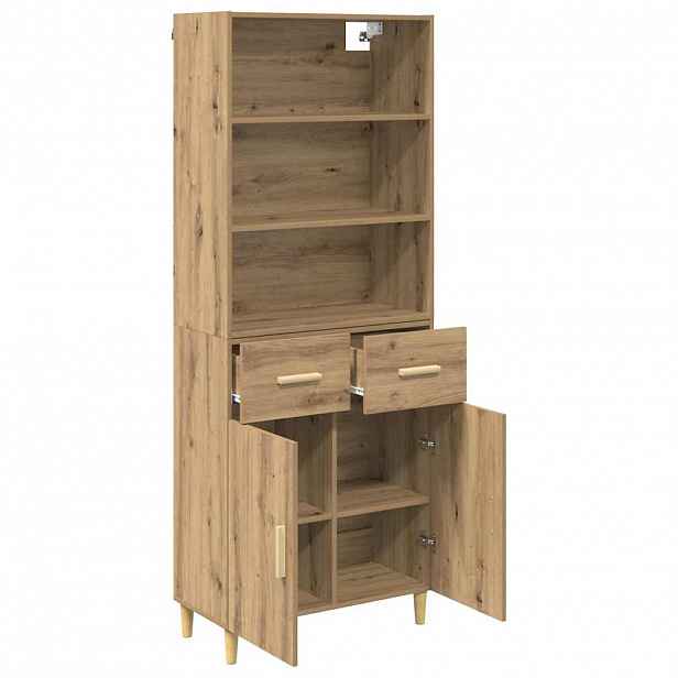 vidaXL Vysoký bufet Artisanový dub 69,5 x 34 x 180 cm Kompozitní dřevo