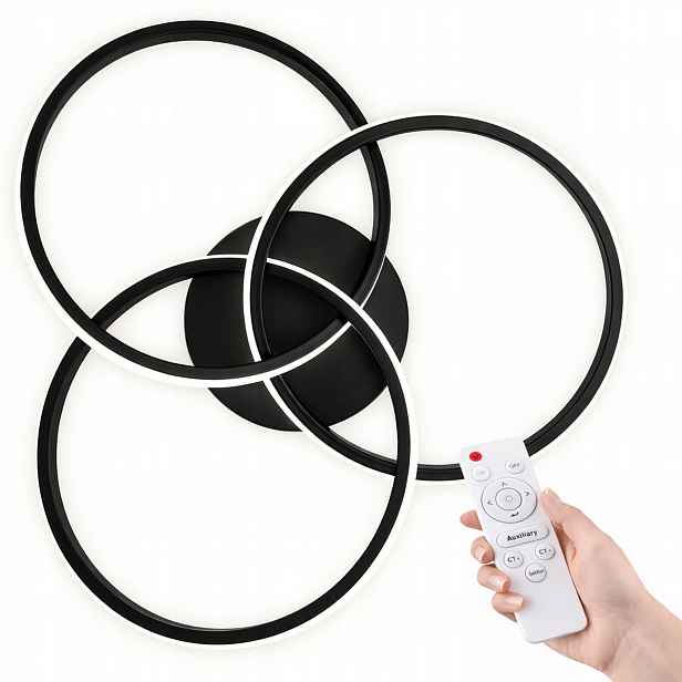 Černá Závěsná Led Lampa Stropní Svítidlo 55 CM Do Obývacího Pokoje, 3 Barvy Dálkový Ovladač