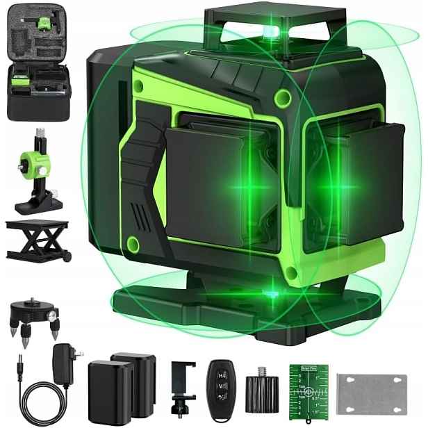 Křížový Laser, Samonivelační Laserová Vodováha Enriprt 4 X 360° 2 Baterie