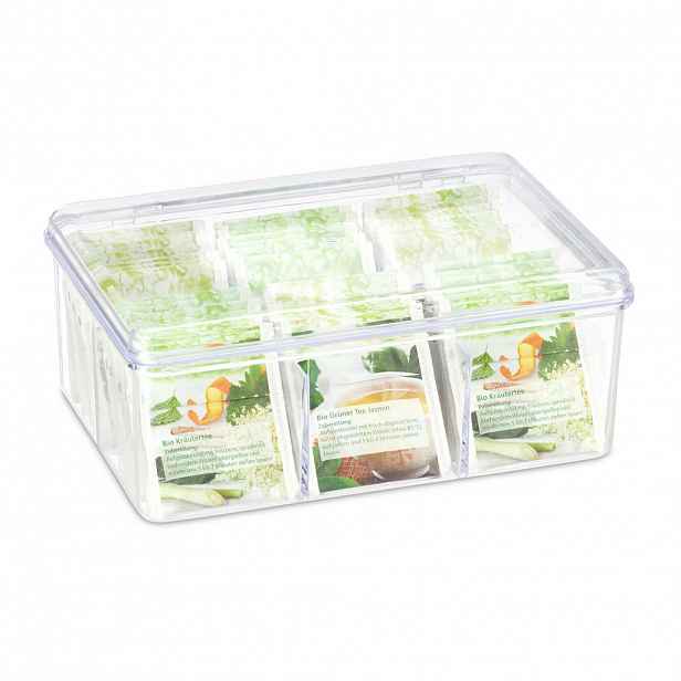 Relaxdays DÓZA Transparentní plast 6 přihrádek 9x21,5x14,5 cm