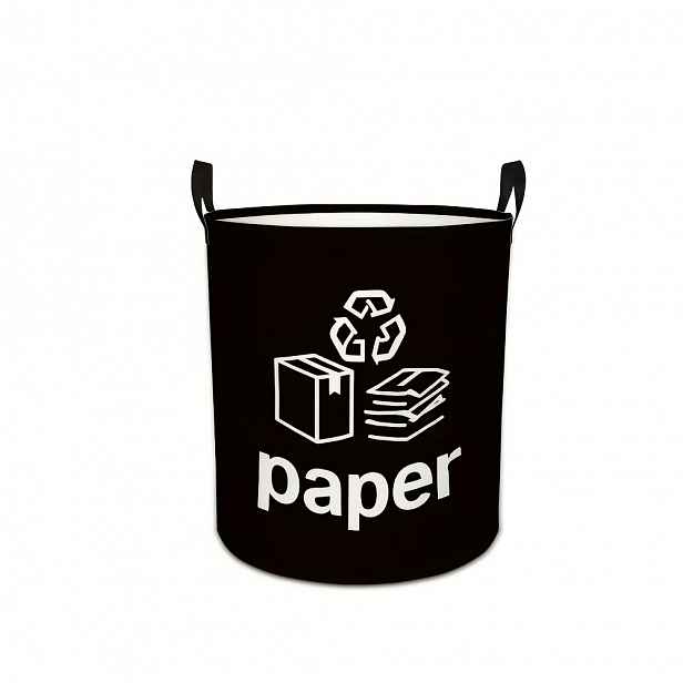 TEMU 1 ks, Velkokapacitní skládací úložný koš s designem symbolu recyklace, pevnými úchyty a otevřeným vrškem, vhodný do ložnic, koupelen a kolejí,