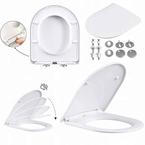 Wc sedátko s pozvolným sklápěním Lavo AquaUno D-Shape duroplast 42x36 cm