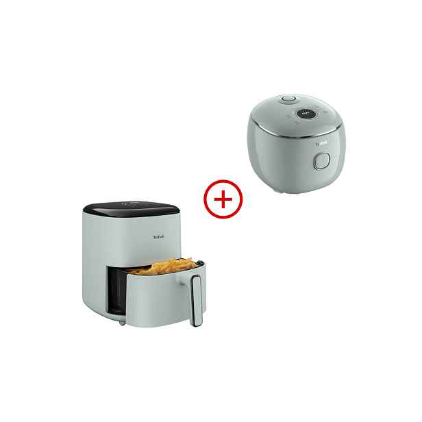 Akční set horkovzdušné fritézy a multifunkčního rýžovaru Tefal POP Mentolový