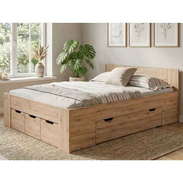 Postel Astral 140x200 cm, dub artisan