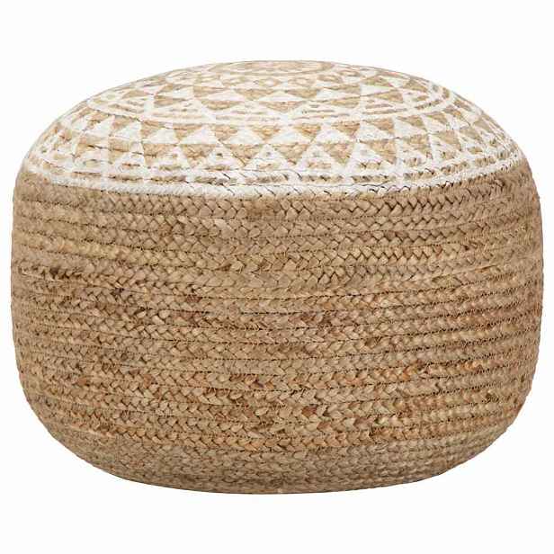 vidaXL Ručně vyrobený sedací puf bílý 45 x 30 cm juta