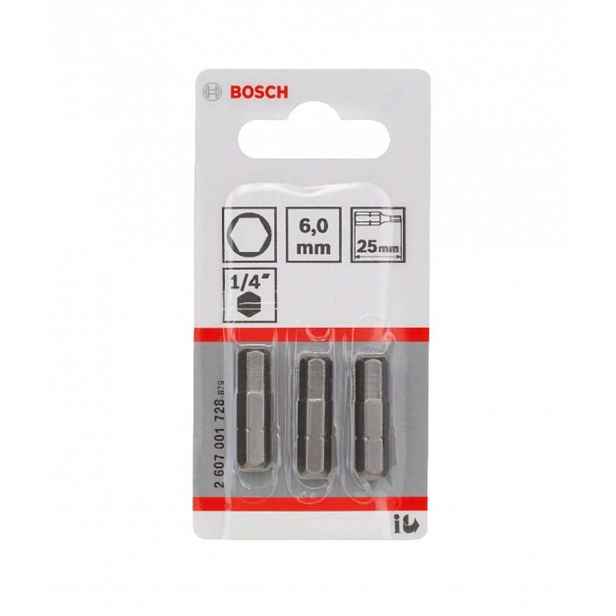 Bosch - Sada bitů HEX6, délka 25 mm, 3 ks 2607001728
