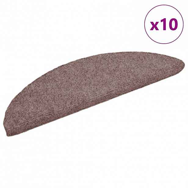 vidaXL Schodové rohože samolepicí 10 ks 56x17x3 cm světle hnědé půlkulaté