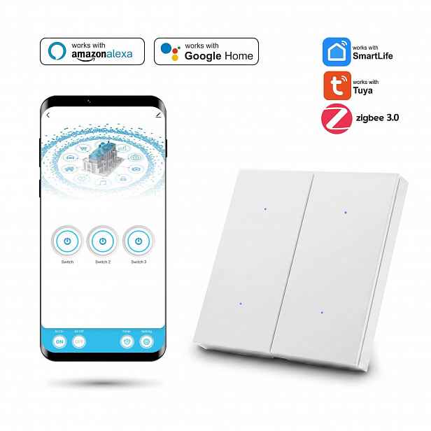 Zigbee Tuya čtyřnásobný spínač 4P Bílý s neutrálním