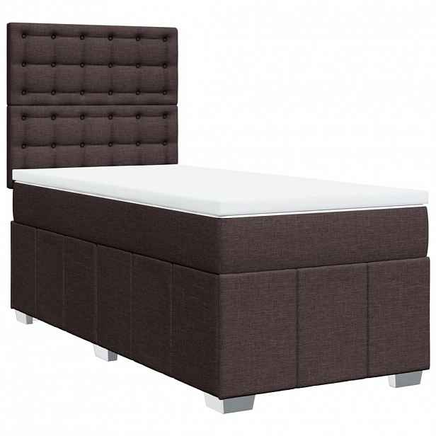 vidaXL Box spring postel s matrací tmavě hnědá 100 x 200 cm textil