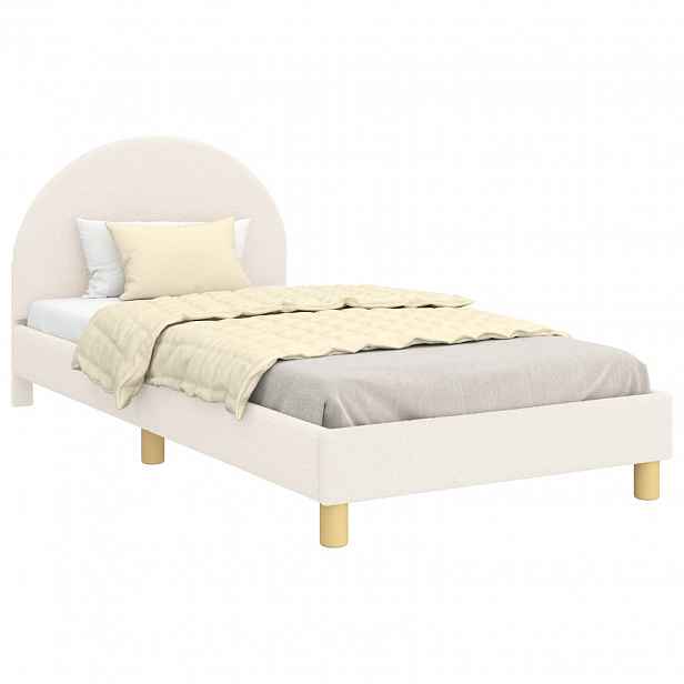 vidaXL Rám postele pro děti s čelem s čelo Krémová 90 x 190 cm Bouclé