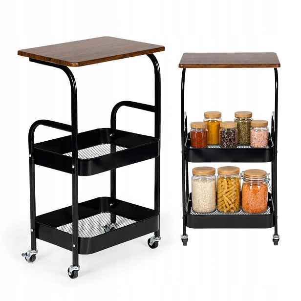 Kovový Regál Na Kolečkách Modernhome 3 Úrovně 42 CM 15 Kg