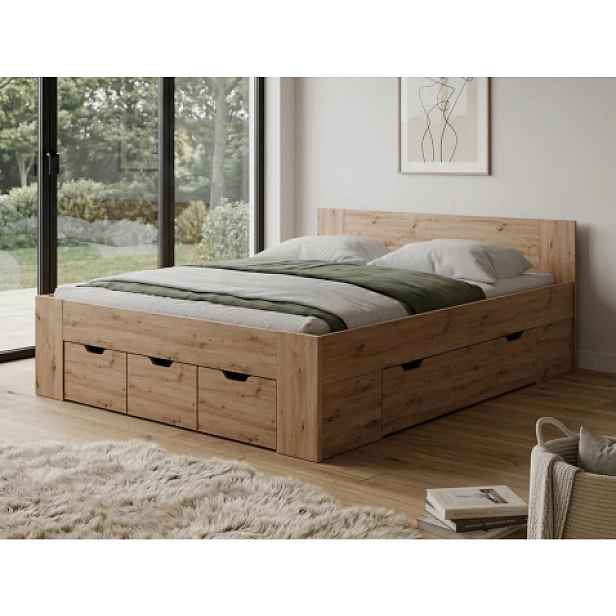Postel Astral 160x200 cm, dub artisan