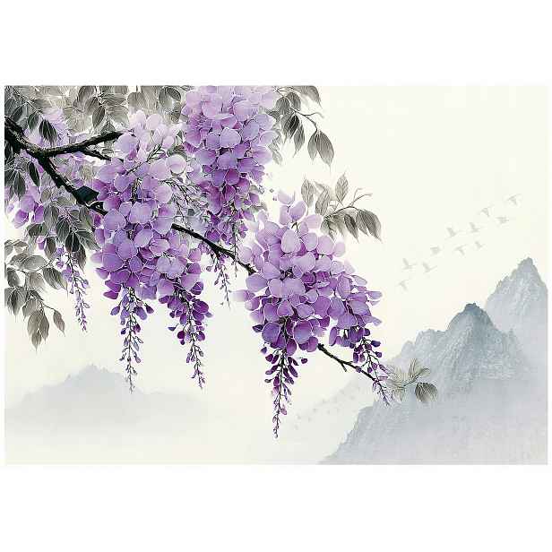 Tapeta Fialové Květiny Wisteria Tapeta Do Předsíně Obývacího Pokoje Kanceláře 368x254