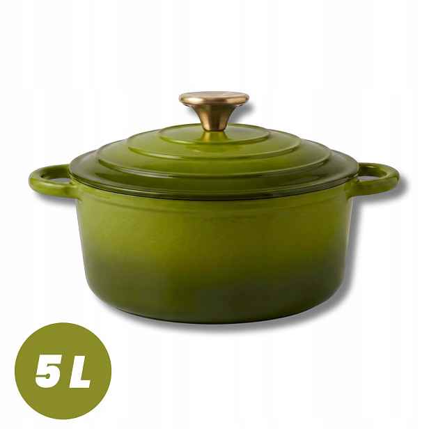 Hrnec 5L Smaltovaná Olivová Poklice Plyn/indukce Trouba 26 CM