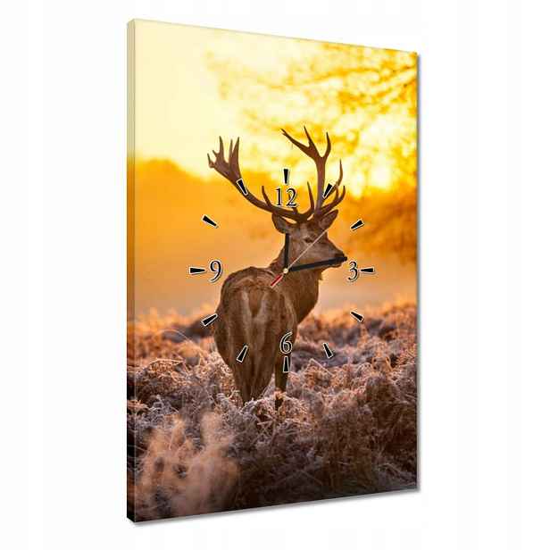 Nástěnné hodiny 40x60 Jelen při západu slunce