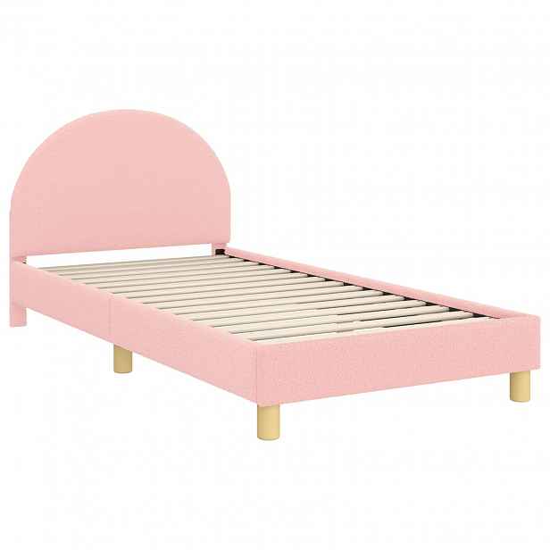vidaXL Rám postele pro děti s čelem s čelo Růžová 90 x 190 cm Bouclé