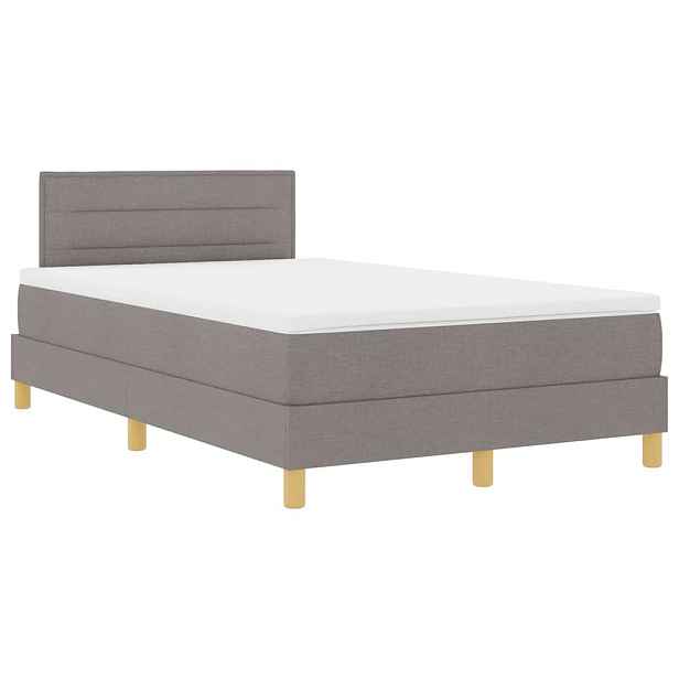 vidaXL LED box pružinová postel s čelo Taupe 120 x 200 cm textil