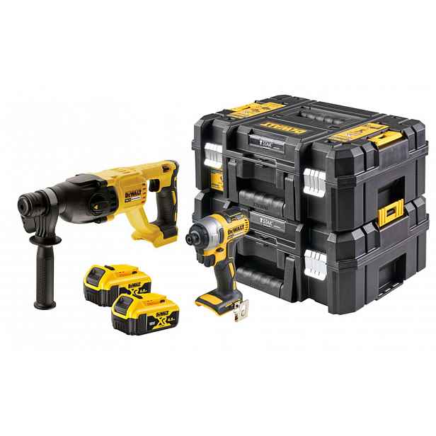 DeWALT - 18V AKU sada rázového utahováku a kombinovaného kladiva, 2x aku 4,0 Ah XR, nabíječka DCK2023M2T