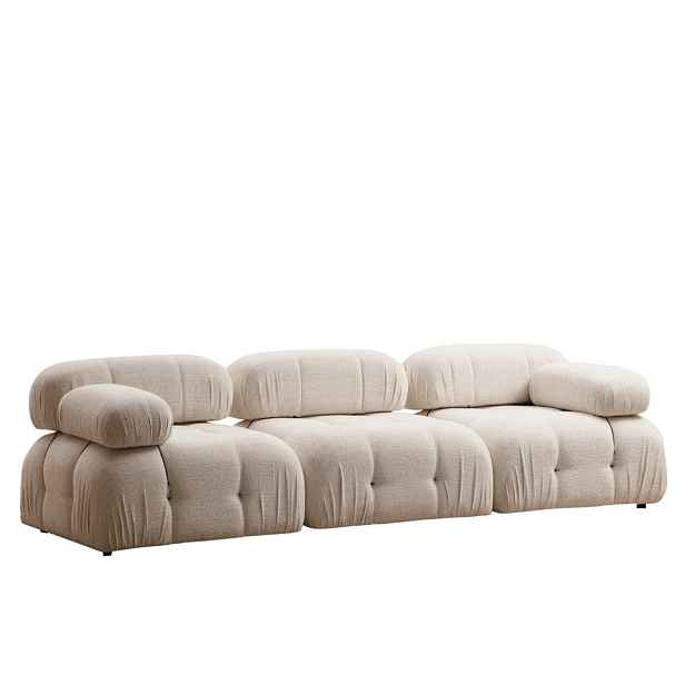 Hanah Home Třímístná modulární pohovka Bubble 288 cm bouclé krémová