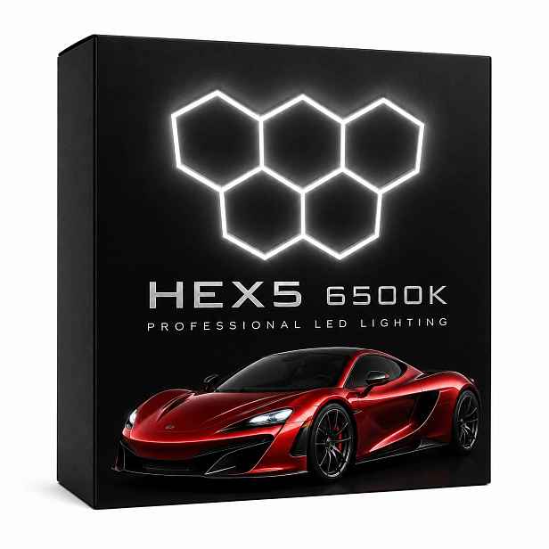 Hex 5 Led panel černý 168W pro dílnu a garáž, silné světlo 6500K