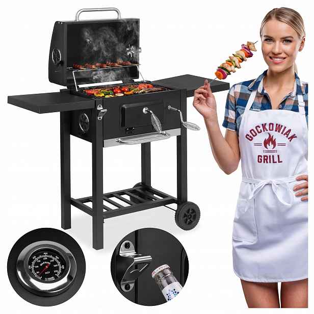 Zahradní gril na dřevěné uhlí Carbon černý