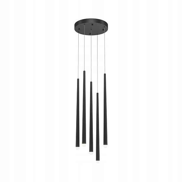 Závěsná Led lustrová lampa kulatý černá s bodovými trubkami do obývacího pokoje Maytoni