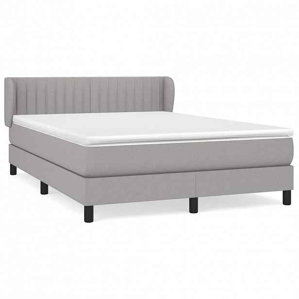 vidaXL Box spring postel s matrací světle šedá 140 x 200 cm textil