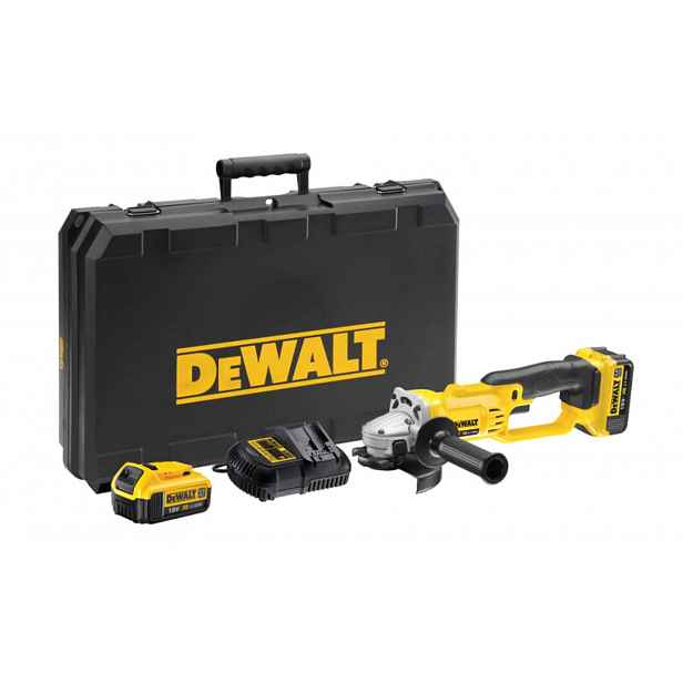 DeWALT - 18V úhlová bruska 125 mm, 2x aku 4,0 Ah XR, nabíječka DCG412M2