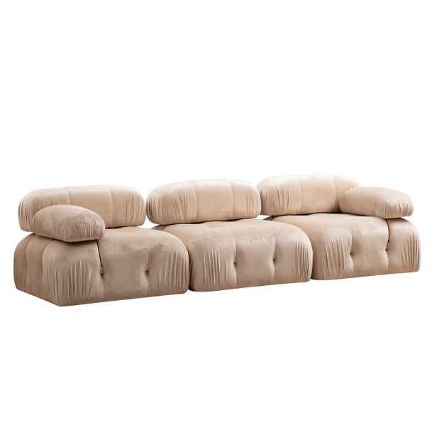 Hanah Home Třímístná modulární pohovka Bubble 288 cm samet krémová