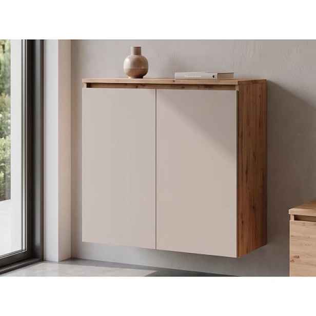 Nástěnná skříňka Asko Living, 75 cm, dub artisan/béžová kašmír
