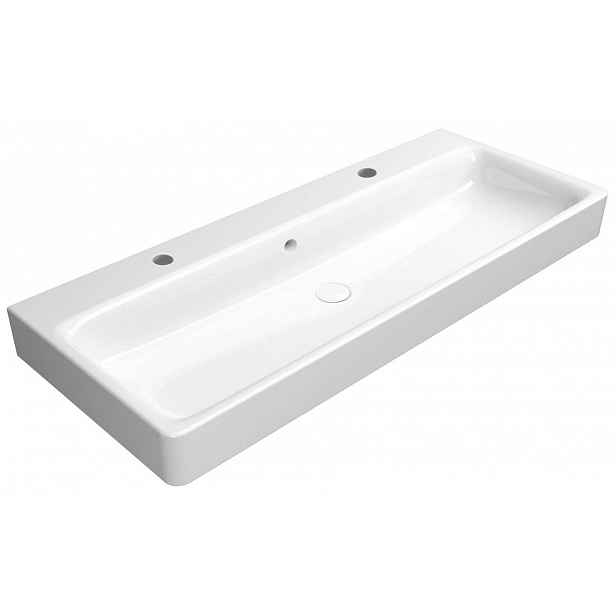 Sapho GSI Sand - Dvojumyvadlo 120x50 cm, 2 otvory pro baterie, ExtraGlaze, bílá 9024211