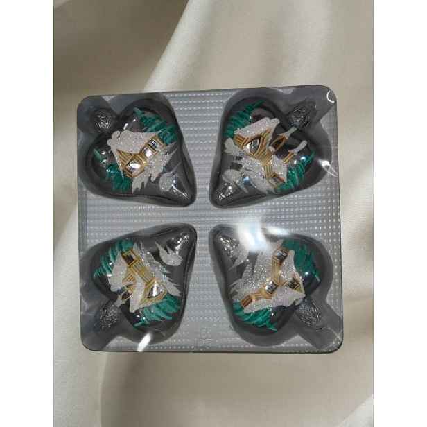 Vánoční Baňky Srdce 4 Ks Balení Domečky