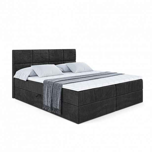 ALTDECOR AMERICKÁ postel s matrací H3 a roštem – ARDENI – 160 × 200 cm, černá