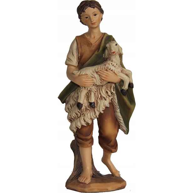 Figurka do Betléma "Pastýř s ovečkou v náručí" 32 cm vysoká pro figurky o výšce 30 cm