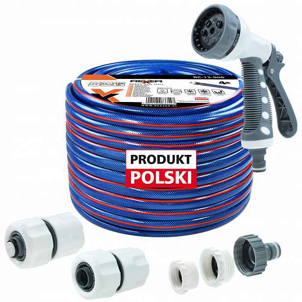 Hadice 3/4" 100 M 4 Vrstvená Spojky Pistole Polský Výrobek