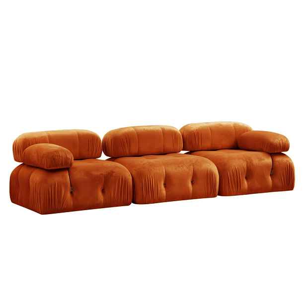 Hanah Home Třímístná modulární pohovka Bubble 288 cm samet oranžová