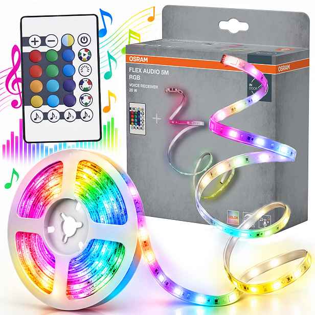 Led pásek Rgb teplá barva Led 5 m s zvukovým senzorem Dálkový Ovladač 20 W