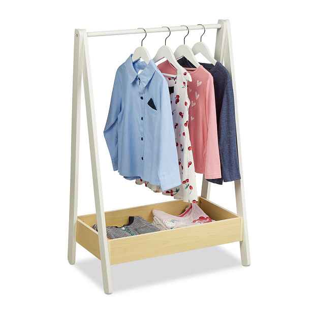 Relaxdays VĚŠÁK Bílá přírodní dětský MDF borovice 99 cm