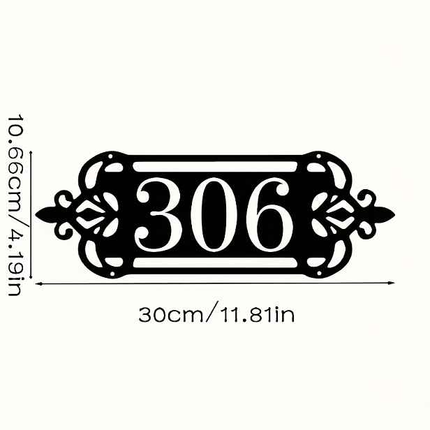 TEMU 1ks Personalizovaná kovová jmenovka na zakázku - Venkovní číslo domu a uliční značka ve stylu Art Deco, odolná kovová plaketa pro montáž na