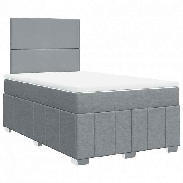 vidaXL Box spring postel s matrací světle šedá 120x190 cm textil