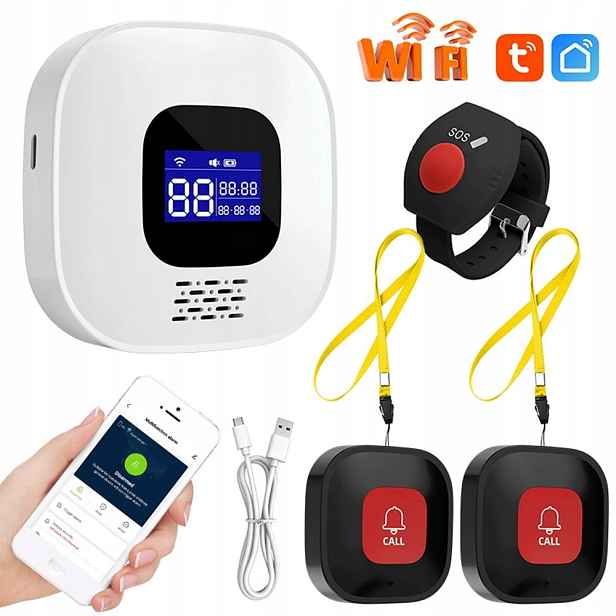 Bezdrátový oznamovací pager pro nemocné a seniory, aplikace Wi-Fi