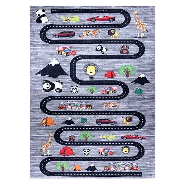 Dětský kusový koberec Bambino 2092 Streets cars anthracite, 160x220, vícebarevná, dětský pokoj, Dywany Łuszczów