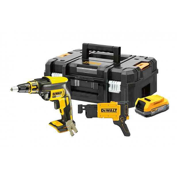 DeWALT - 18V AKU sádrokartonářský šroubovák s podavačem vrutů, 1x aku 1,7 Ah POWERSTACK, bez nabíječky DCF620E1K