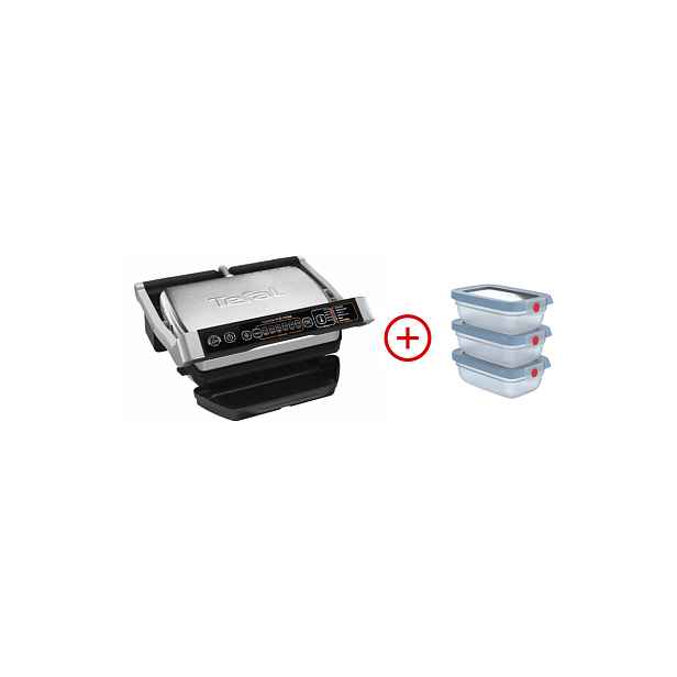 Akční set Elektrický gril Tefal Opti a dóz Tefal OneClick 3 ks