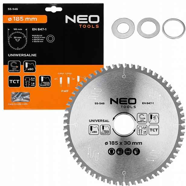 Kotouč pro pilu vidličkový 185 mm x 30 mm 60 zubů univerzální Neo
