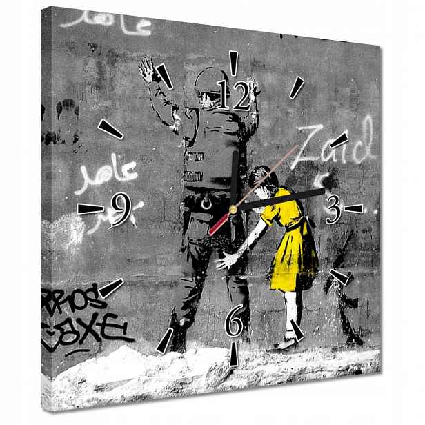 Hodiny 30x30 Banksy holčička