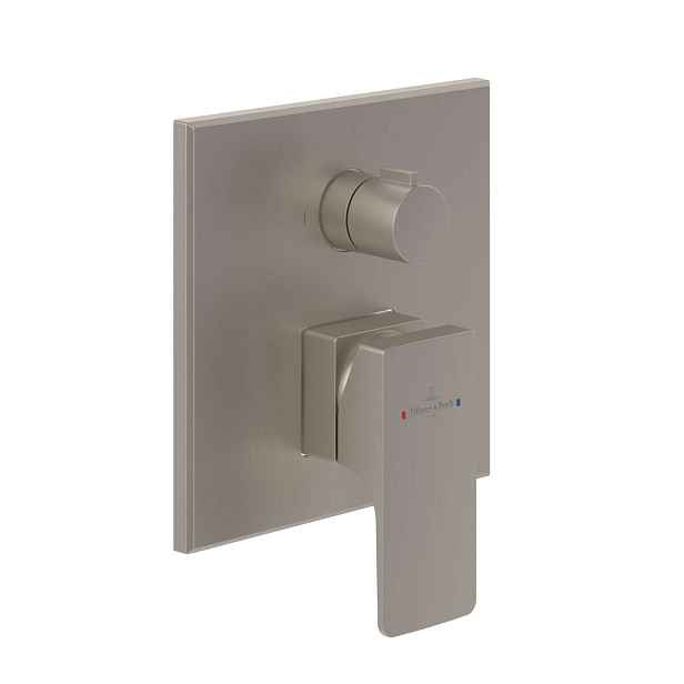 Villeroy & Boch Architectura Square - Baterie pod omítku, pro 2 spotřebiče, matný kartáčovaný nikl TVS12500500064